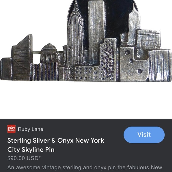 🤩Host Pick🥳 Vintage Sterling NYC skyline 🏙️ brooch - Picture 2 of 4